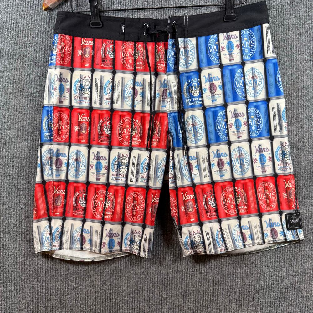 Vans Ameri-Can Swim Shorts Men's 30 4 Way Stretch Casual Patriotic Beachwear